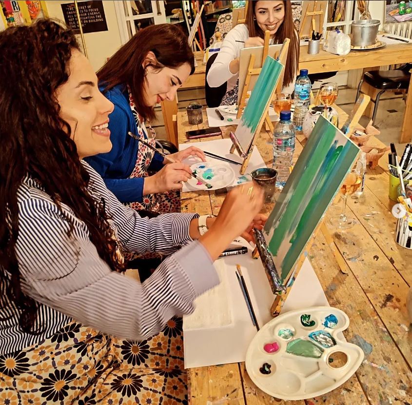 Nancy salamouny Art Studio-Cheers to Painting